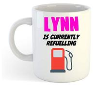 grabmybits Lynn is Currently Refuelling Mug Pink - Funny, Gift, Name, Personalised