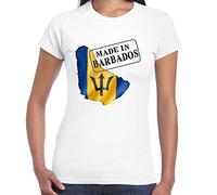 grabmybits Made in Barbados - Flag and map - Ladies T Shirt - X Large White