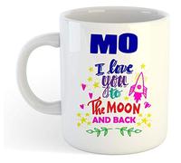 grabmybits Mo - I Love You to The Moon and Back Mug Blue - Funny Named Valentine Mug