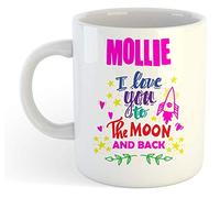 grabmybits Mollie - I Love You to The Moon and Back Mug - Funny Named Valentine Mug