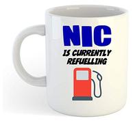 grabmybits Nic is Currently Refuelling Mug - Funny, Gift, Name, Personalised