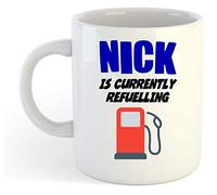 grabmybits Nick is Currently Refuelling Mug - Funny, Gift, Name, Personalised