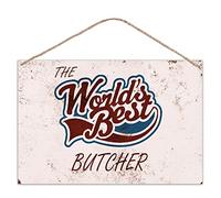 grabmybits The Worlds Best Butcher - Vintage Look Metal Large Plaque Sign 30x20cm