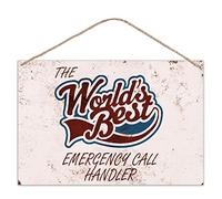 grabmybits The Worlds Best Emergency Call Handler - Vintage Look Metal Large Plaque Sign 30x20cm