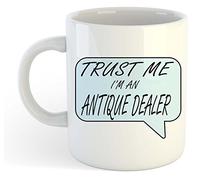 grabmybits Trust Me I'm an Antique Dealer Ceramic Mug for Tea and Coffee, Funny Office Gift for Antique Dealers, Unique Novelty Cup with Humorous Quote, Ideal Present for Vintage Collectors
