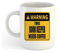 grabmybits Warning - This Book Keeper Needs Coffee White Mug, Gift, Work, Present