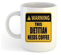 grabmybits Warning - This Dietitian Needs Coffee White Mug, Gift, Work, Present