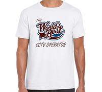 grabmybits Worlds Best CCTV Operator Mens Unisex T Shirt - Gift, Love, Work - Medium White