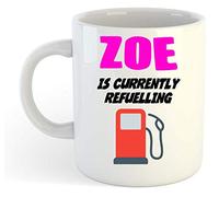 grabmybits Zoe is Currently Refuelling Mug Pink - Funny, Gift, Name, Personalised