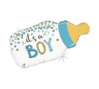 Grabo Balloons - Aluminium Balloon Baby Bottle for Boys, Confetti 74 x 35 cm