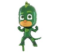 Grabo Birthday Balloon Pj Masks Gekko Shaped Balloon for Children's Parties in Foil with Straw to Inflate it. Colourful Balloons Made in Italy 43 x 76 cm