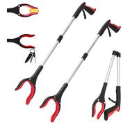 GrabRunner 2- Pack 32 inch FDA Registered(3010288069) Folding Reacher Grabber Tool with Magnetic(red/red)