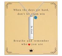 Gracayfr Be Kind Of A B Necklace for Women Hidden Message Inspirational Necklace Birthstone Personalized Square Tube Vertical Bar Pendant Necklace Jewelry Gift for Sisters Best Friends, Stainless