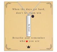 Gracayfr Be Kind Of A B Necklace For Women, Inspirational Necklace With Hidden Message, Personalized Birthstone, Square Tube Vertical Bar Pendant Necklace Jewelry Gifts For, Stainless Steel, No