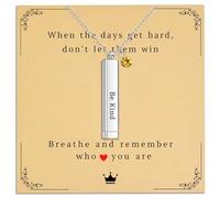 Gracayfr Be Kind Of A B Necklace For Women, Inspirational Necklace With Hidden Message, Personalized Birthstone, Square Tube Vertical Bar Pendant Necklace Jewelry Gifts For, Stainless Steel, No