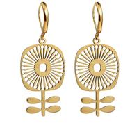 Gracayfr Boho Scandinavian Flower Earrings Retro 60s 70s Floral Earrings Vintage Mid Mod Dangle Silver or Gold Plated Earrings Jewelry Gift For Women, Glass Brass Resin, No Gemstone