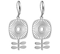 Gracayfr Boho Scandinavian Flower Earrings Retro 60s 70s Floral Earrings Vintage Mid Mod Dangle Silver or Gold Plated Earrings Jewelry Gift For Women, Glass Brass Resin, No Gemstone