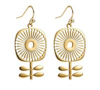 Gracayfr Boho Scandinavian Flower Earrings Retro 60s 70s Floral Earrings Vintage Mid Mod Dangle Silver or Gold Plated Earrings Jewelry Gift For Women, Glass Brass Resin, No Gemstone