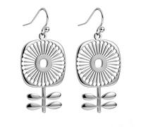 Gracayfr Boho Scandinavian Flower Earrings Retro 60s 70s Floral Earrings Vintage Mid Mod Dangle Silver or Gold Plated Earrings Jewelry Gift For Women, Glass Brass Resin, No Gemstone