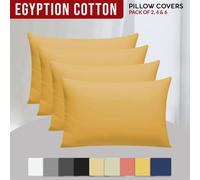 Grace 100% Egyptian Cotton 4 Pack Pillowcases with Envelope Closure in Yellow | Size: Standard Pillow Case grace Yellow Standard Pillow Case