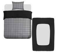 Grace 3 Pcs Single Duvet Cover Set with Matching Black Single Fitted Sheet 40 cm Extra Deep Pocket - UltraSoft Breathable Premium Microfibre Reversible Quilt Cover Bedding Set For All Seasons