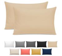 Grace 300 Thread Count Egyptian Cotton Pillow Cases 2 Pack Hotel Quality Beige Pillow Covers With Envelope Closure