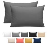 Grace 300 Thread Count Egyptian Cotton Pillow Cases 2 Pack Hotel Quality Charcoal Pillow Covers With Envelope Closure