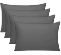 Grace 300 Thread Count Egyptian Cotton Pillow Cases 4 Pack Hotel Quality Charcoal Pillow Covers With Envelope Closure