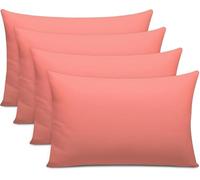 Grace 300 Thread Count Egyptian Cotton Pillow Cases 4 Pack Hotel Quality Coral Pillow Covers With Envelope Closure