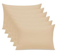 Grace 300 Thread Count Egyptian Cotton Pillow Cases 6 Pack Hotel Quality Beige Pillow Covers With Envelope Closure