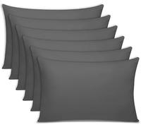 Grace 300 Thread Count Egyptian Cotton Pillow Cases 6 Pack Hotel Quality Charcoal Pillow Covers With Envelope Closure