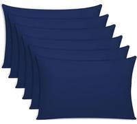 Grace 300 Thread Count Egyptian Cotton Pillow Cases 6 Pack Hotel Quality Navy Pillow Covers With Envelope Closure