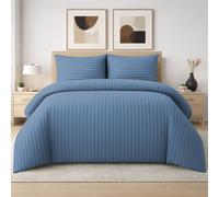 Grace 4 Pack Duvet Cover Set Modern Stripe Design Bedding Sets in Blue | Size: Double grace Blue Double