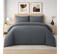 Grace 4 Pack Duvet Cover Set Modern Stripe Design Bedding Sets in Grey | Size: Double grace Grey Double