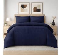 Grace 4 Pack Duvet Cover Set Modern Stripe Design Bedding Sets in Navy | Size: Double grace Navy Double