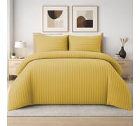 Grace 4 Pack Duvet Cover Set Modern Stripe Design Bedding Sets in Yellow | Size: Double grace Yellow Double