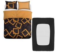 Grace 4 Pcs Super King Duvet Set with Matching Black Super King Fitted Sheet 40 cm Extra Deep Pocket - Premium Microfibre Reversible Quilt Cover Bedding Set For All Seasons