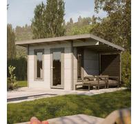 Grace (3x2.9m | 8.1m2+4.1m2 | 56mm) Glue-Laminated Year-Round Garden Room with Roof Canopy
