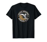 Grace Abounds Romans 5 Badge Bold Christian Bible Verse T-Shirt