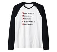 Grace Acrostic - 5 Christian Faith Bible Verse Scriptures Raglan Baseball Tee