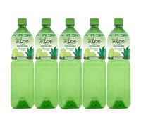 Grace Aloe Vera Drink Original 1.5L Pack of 5 Natural Grape Flavour Vitamin C Real Aloe Pieces Hydrate Juice Family Size Multipack Beverage with Welari Thank You Card | (5pack) (7.5L)
