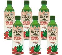 Grace Aloe Vera Strawberry Drink 500ml Pack of 6 Natural Berry Flavour Vitamin C Real Aloe Pieces Healthy Hydrating Juice Beverage with Welari Thank You Card | (6pack) (3000ml)