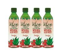 Grace Aloe Vera Strawberry Drink 500ml x 4 Natural Berry Flavour Real Aloe Pieces Hydrating Juice Beverage with Welari Thank You Card | (4pack)