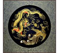Grace Art, Large Asian Silk Embroidery Art Wall Hanging, Dragon & Phoenix