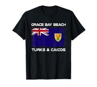 Grace Bay Beach Turks and Caicos Flag Distressed T-Shirt