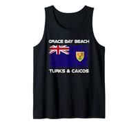 Grace Bay Beach Turks and Caicos Flag Distressed Tank Top