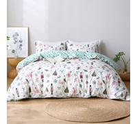 Grace Bedding Christmas Reversible Duvet Cover Set Brushed Microfibre Bedding in Light Green | Size: King Grace Bedding Light Green King