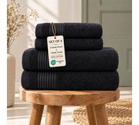 Grace Bedding Premium 500 GSM Cotton Bath & Hand Towels Set of 4 in Charcoal Grace Bedding Charcoal