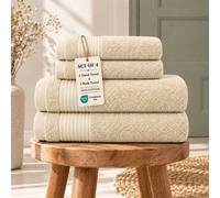 Grace Bedding Premium 500 GSM Cotton Bath & Hand Towels Set of 4 in Cream Grace Bedding Cream