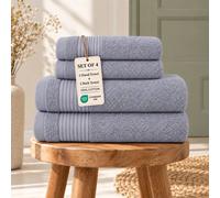 Grace Bedding Premium 500 GSM Cotton Bath & Hand Towels Set of 4 in Grey Grace Bedding Grey